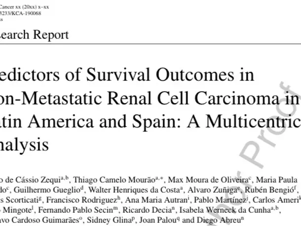 Participação em publicação sobre Carcinoma de células renais em revista internacional