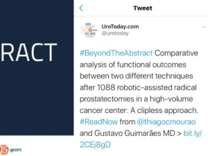 Dr Thiago publica comentários sobre última publicação de Prostatectomia Radicais Robóticas